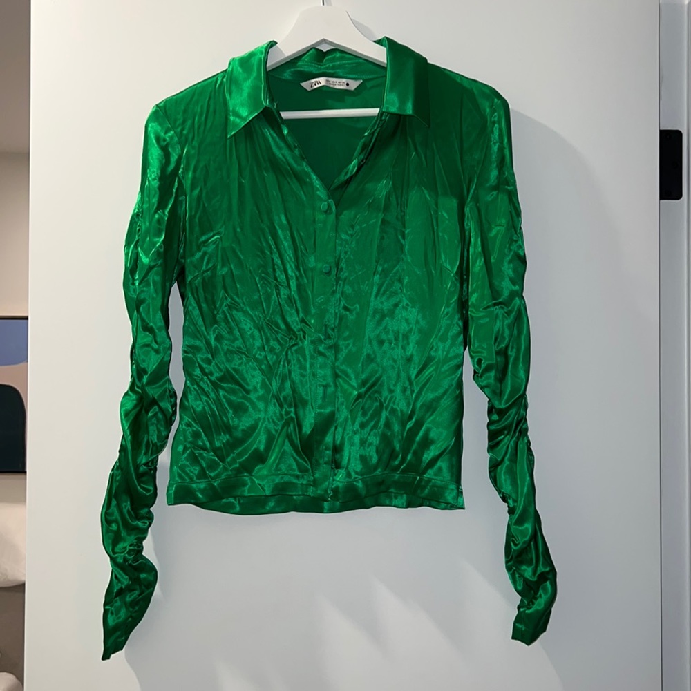 Zara silk green blouse